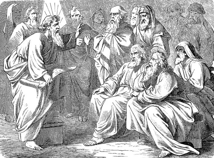 Framed Print : Moses reads the Book of the Covenant from the altar
