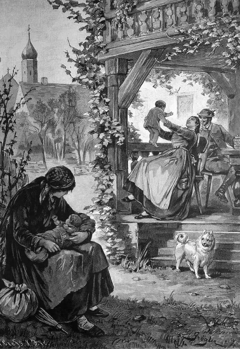 Framed Print : Mothers with their children, historical illustration Framed Print : Mothers with their children, historical illustration
