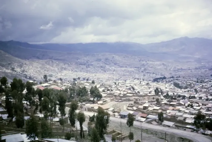 Framed Print : Motion blur Roofs of residential buildings in the city of La Paz, Bolivia, South America, 1962, South America