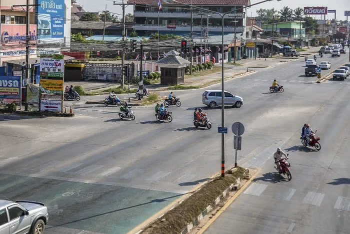 Framed Print : Motor scooter traffic in Chiang Rai, Thailand