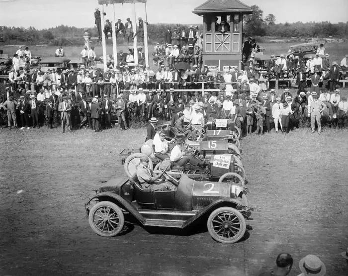 Framed Print : Motor sports, racing car on race track at the start