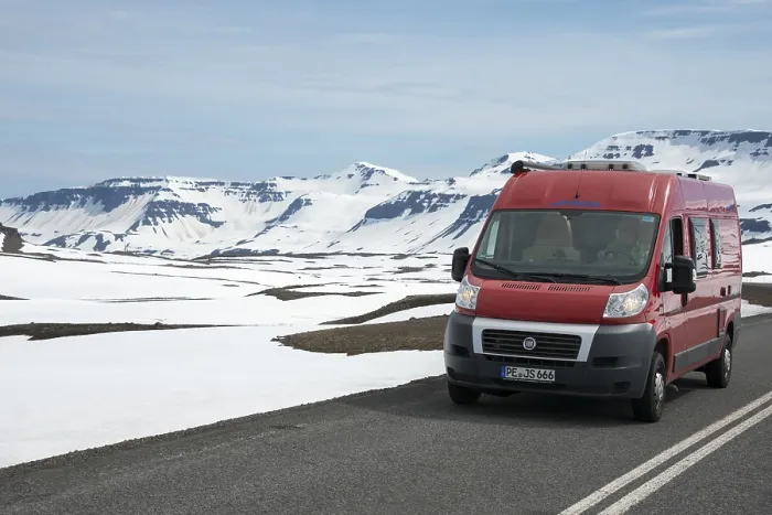 Framed Print : Motorhome, Road 93 between Seydisfjordur and Egilsstadir