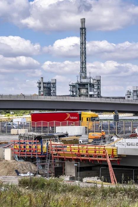 Framed Print : Motorway construction site at the Leverkusen-West junction Framed Print : Motorway construction site at the Leverkusen-West junction