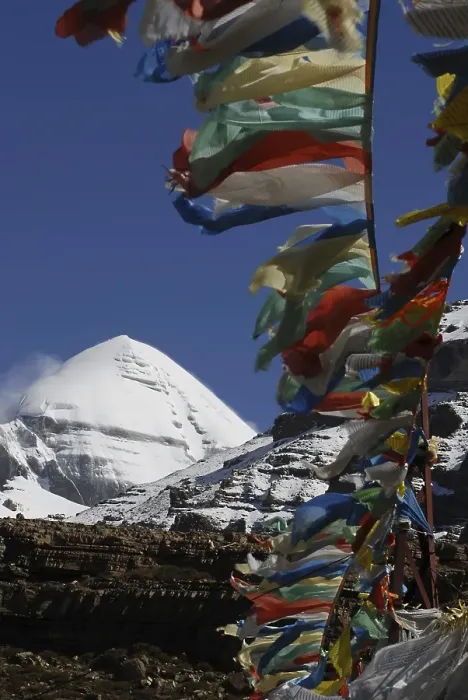 Framed Print : Mount Kailash, with Tibetan prayer flags Framed Print : Mount Kailash, with Tibetan prayer flags