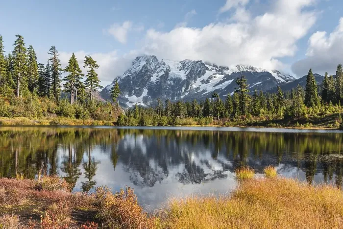 Framed Print : Mount Mt. Shuksan with reflection in Picture Lake