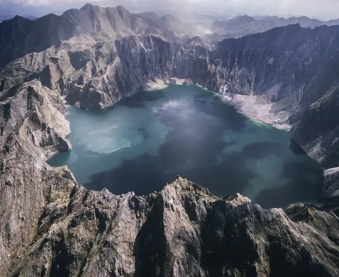 Framed Print : Mount Pinatubo, crater lake, lahar fields