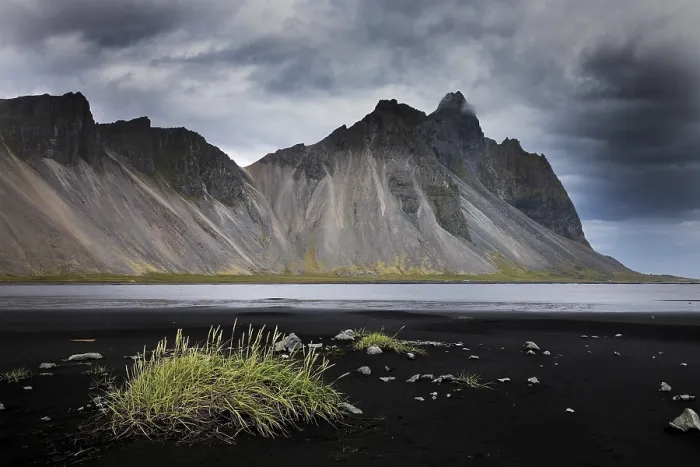 Framed Print : Mount Vestrahorn with the black lava beach Kirkjusandur Framed Print : Mount Vestrahorn with the black lava beach Kirkjusandur