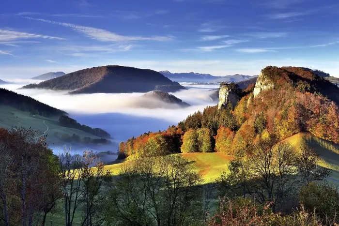 Framed Print : Mountain Ankenballen with sea of fog Framed Print : Mountain Ankenballen with sea of fog