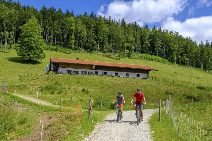 Framed Print : Mountain biker, Kuehzaglalm, Alm