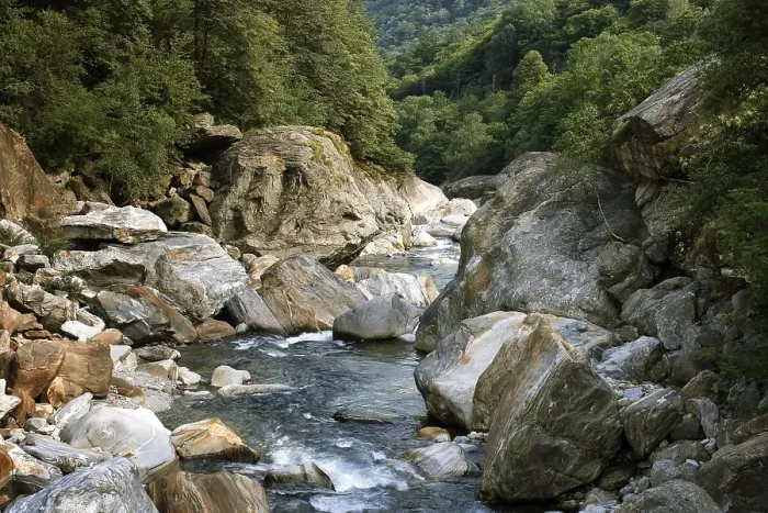 Framed Print : The mountain brook Verzasca near Brione in the Verzasca valley