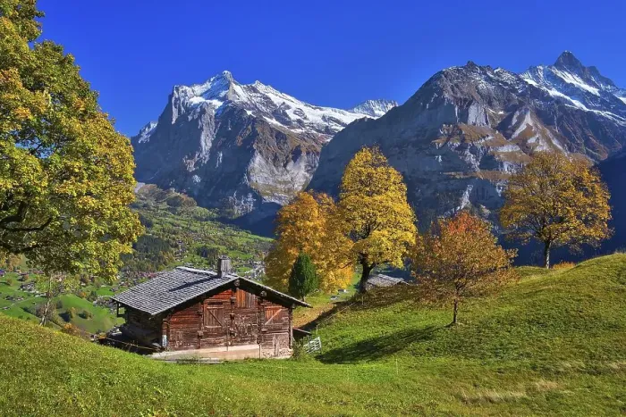 Framed Print : Mountain hut above Grindelwald