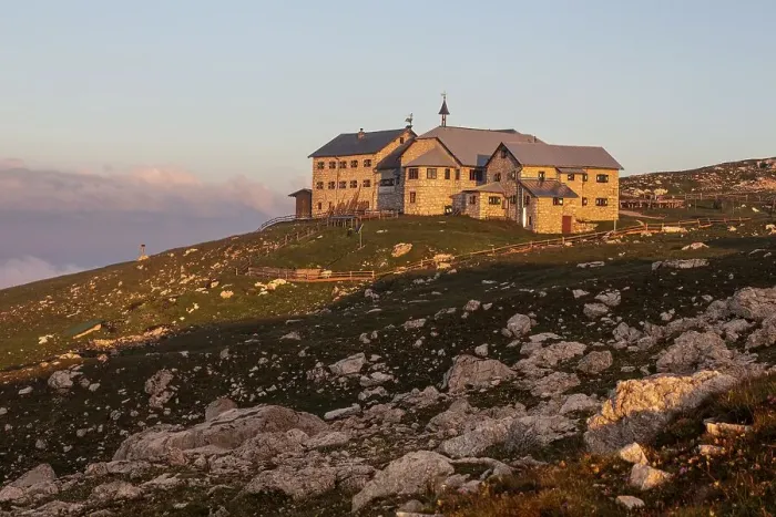 Framed Print : Mountain hut in the morning light