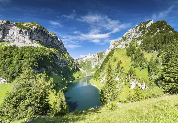 Framed Print : Mountain lake Faelensee, Alpstein
