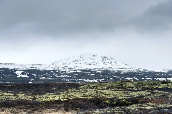 Framed Print : Mountain landscape in cloudy weather in Iceland