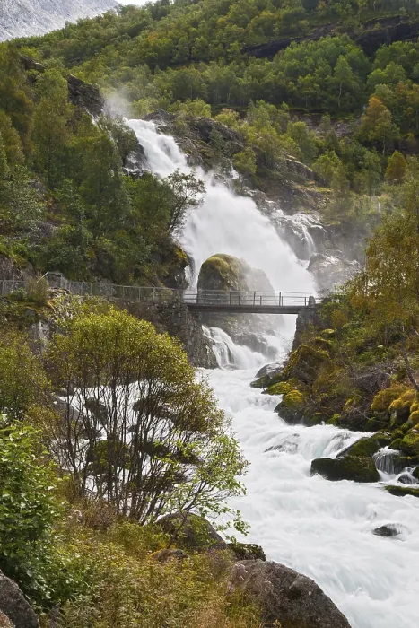 Framed Print : Mountain landscape with falls Kleivafossen in Norway
