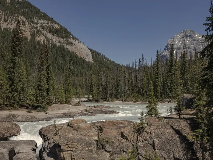 Framed Print : Mountain landscape with a flowing river
