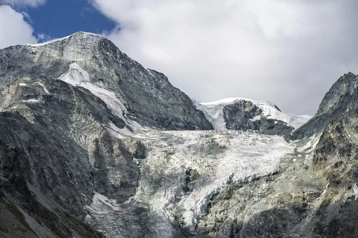 Framed Print : Mountain landscape with glacier Glacier de Cheilon and summit Mont Blanc de Cheilon