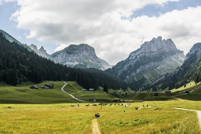 Framed Print : Mountain landscape and hiking trail