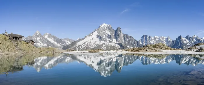 Framed Print : Mountain landscape with mountain lake
