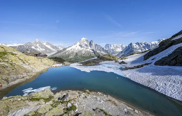 Framed Print : Mountain landscape with mountain lake Lac Blanc Framed Print : Mountain landscape with mountain lake Lac Blanc