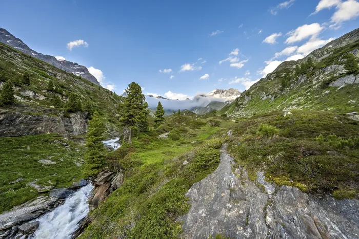 Framed Print : Mountain landscape with mountain stream Zemmbach