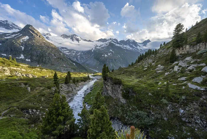 Framed Print : Mountain landscape with mountain stream Zemmbach