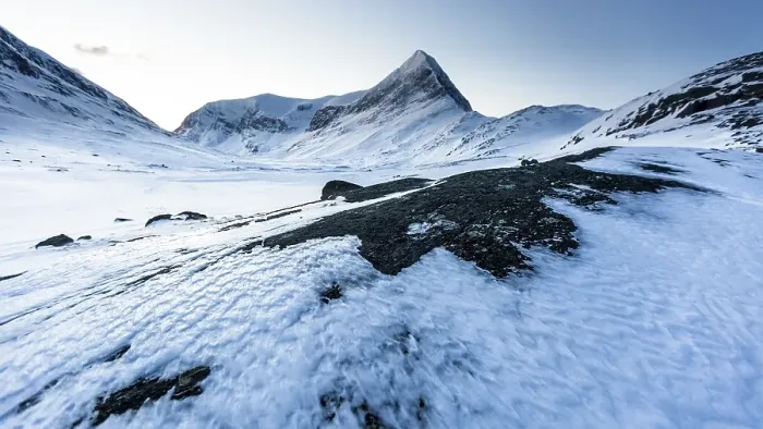 Framed Print : Mountain landscape and mountains in the snow Framed Print : Mountain landscape and mountains in the snow