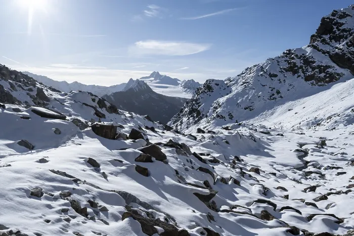 Framed Print : Mountain landscape at Ramoljoch with snow