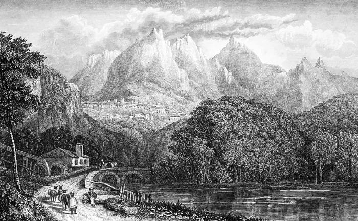 Framed Print : Mountain landscape with the village of Sintra near Lisbon