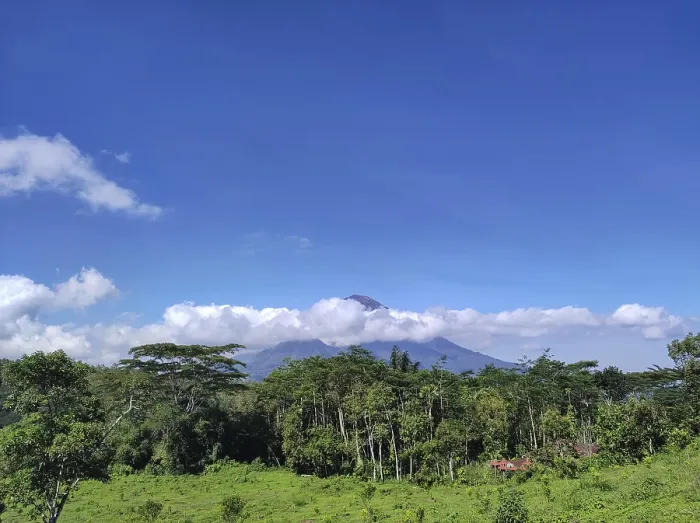 Framed Print : Mountain Merapi volcano onJava, Indonesia