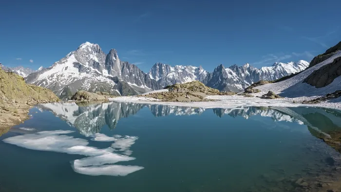 Framed Print : Mountain panorama, ice floe on Lac Blanc