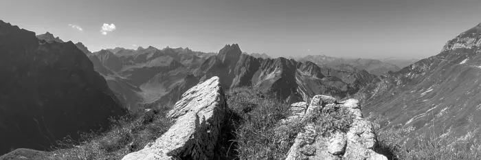 Framed Print : Mountain panorama from Laufbacher-Eckweg to Hofats Framed Print : Mountain panorama from Laufbacher-Eckweg to Hofats
