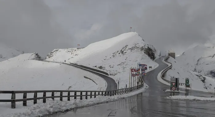 Framed Print : Mountain panorama, snowy, mountain road Framed Print : Mountain panorama, snowy, mountain road