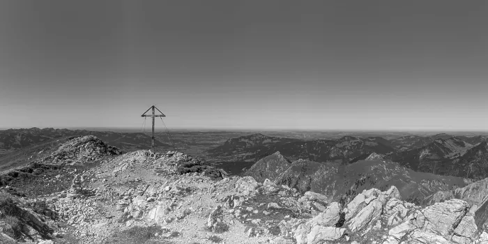 Framed Print : Mountain panorama with summit cross from GroBer Dumb