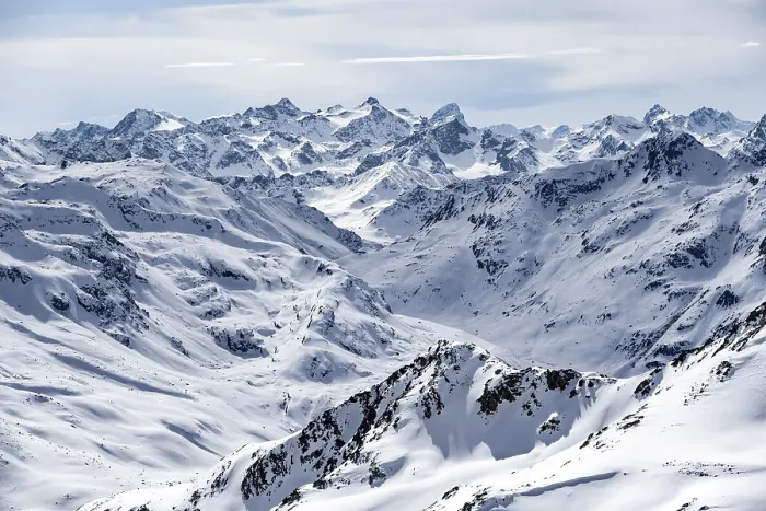 Framed Print : Mountain panorama with view of peaks of the Bernina Group
