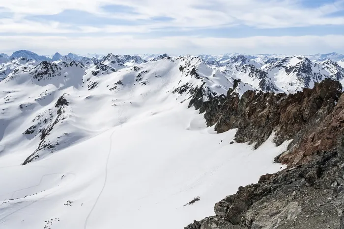 Framed Print : Mountain panorama with view of the Scalettahorn summit