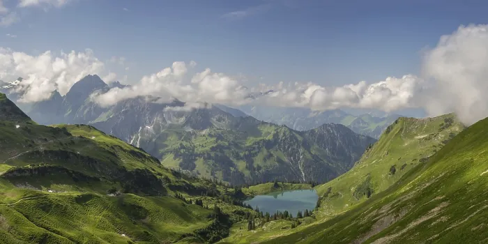 Framed Print : Mountain panorama from Zeigersattel to Seealpsee