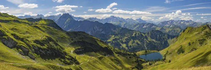 Framed Print : Mountain panorama from the Zeigersattel to the Seealpsee Framed Print : Mountain panorama from the Zeigersattel to the Seealpsee