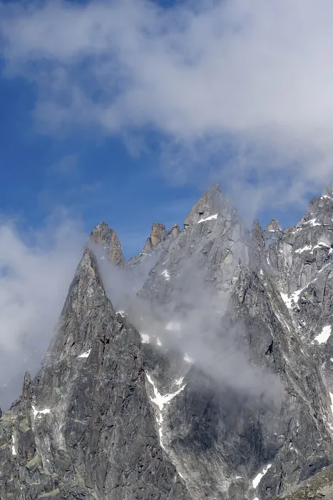 Framed Print : Mountain peak in clouds, Aiguille Verte