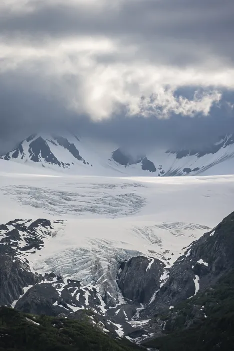 Framed Print : Mountain peak with Worthington Glacier glacier