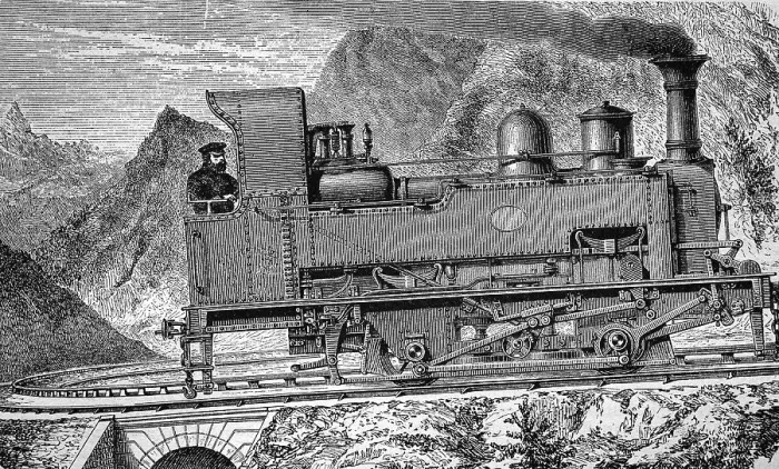 Framed Print : Mountain railway based on the Fell mountain railway system