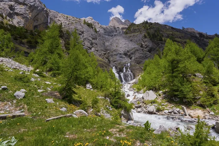 Framed Print : Mountain stream, Alps, glacier river