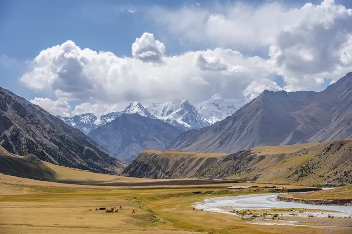 Framed Print : Mountain valley and river in the Tien Shan Framed Print : Mountain valley and river in the Tien Shan