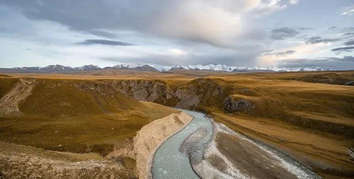 Framed Print : Mountain valley with Sary Jaz river