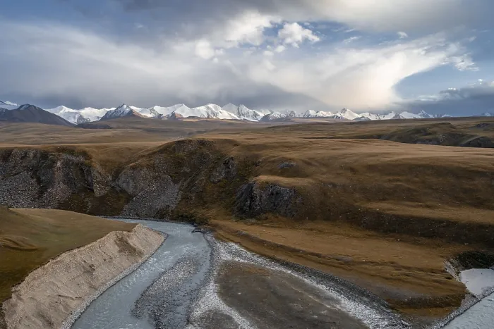 Framed Print : Mountain valley with Sary Jaz river