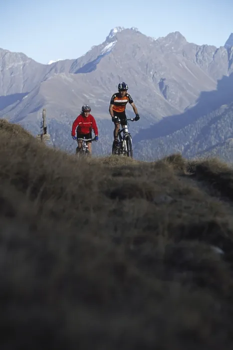 Framed Print : Mountainbiker, Serfaus, Tyrol, Austria, Europe