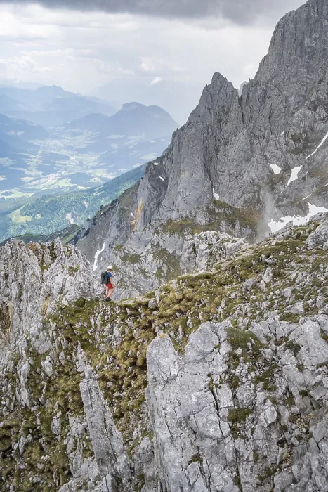 Framed Print : Mountaineer with helmet, ascent to the Ackerlspitze Framed Print : Mountaineer with helmet, ascent to the Ackerlspitze