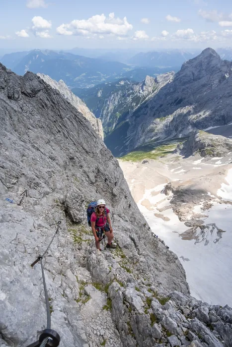 Framed Print : Mountaineer with helmet climbing in a secured via ferrata Framed Print : Mountaineer with helmet climbing in a secured via ferrata