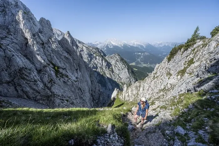 Framed Print : Mountaineer on the Mannlsteig, via ferrata on the Hohe Goell Framed Print : Mountaineer on the Mannlsteig, via ferrata on the Hohe Goell