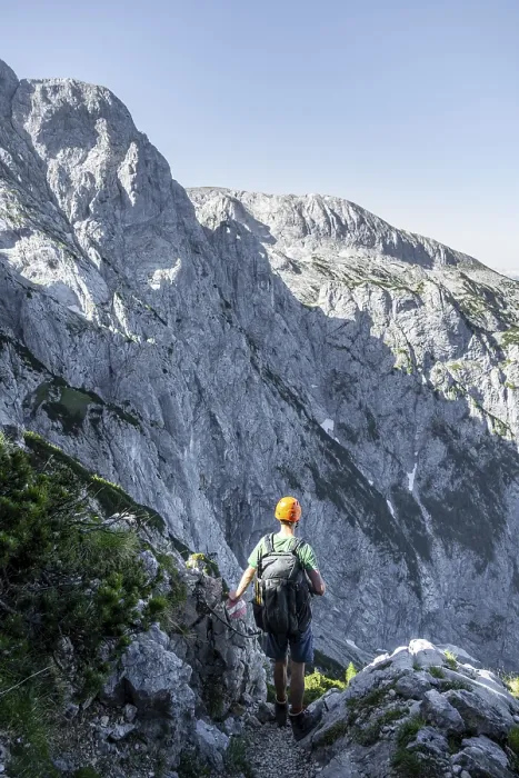 Framed Print : Mountaineer on the Mannlsteig, via ferrata on the Hohe Goell